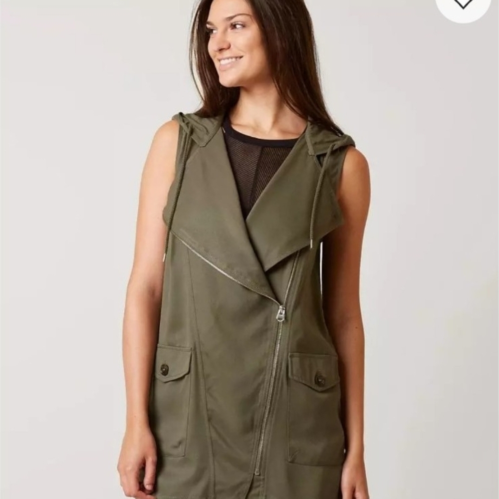 BKE Army Green Sleeveless Hooded Vest